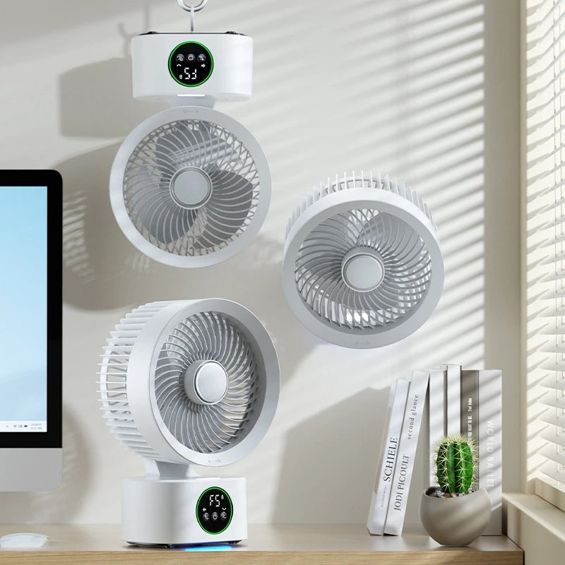 Lenovo Portable Rechargeable USB Wall Hanging Fan Remote Control Folding Shaking Head Fan with Nightlight Air Cooler Household