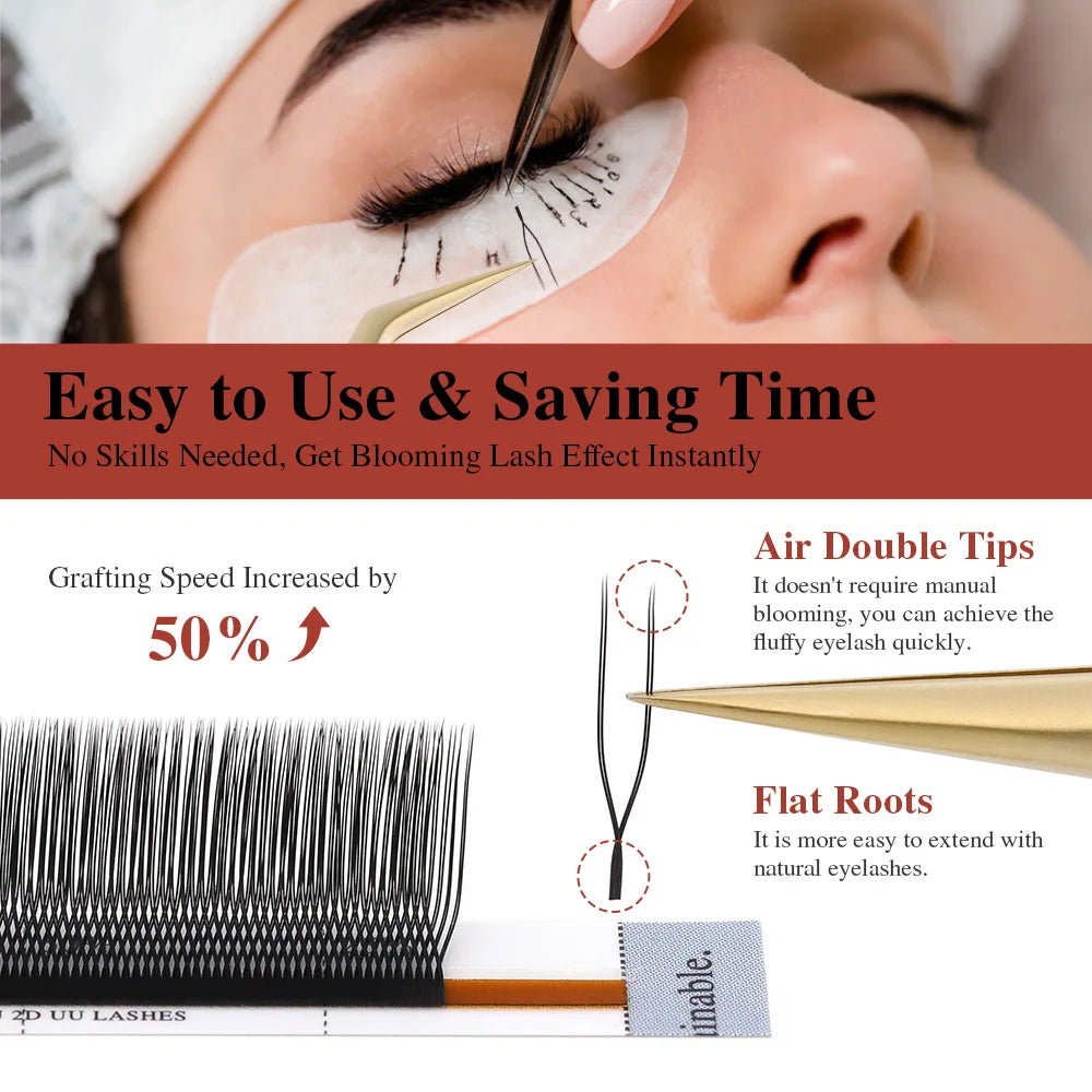NAGARAKU 10 cases U Shape YY 2D UU Soft Light Natural Eyelash Extensions Parallel Makeup Supplies