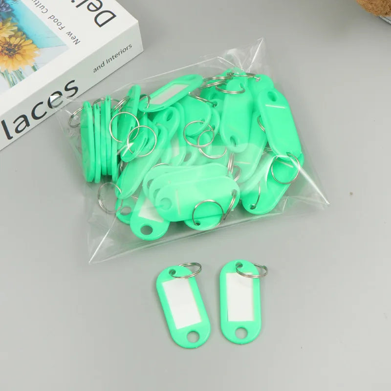10-50pcs/lot Tough Plastic Key Tags with Split Ring Label Window for DIY Key Chain Kit Numbered Name Baggage Luggage Tags