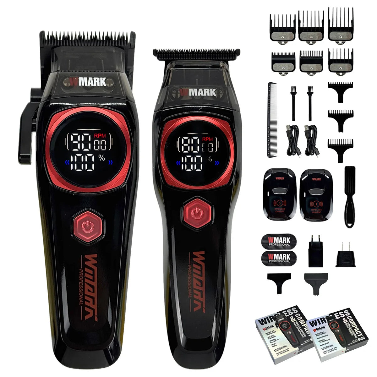WMARK NG-8632 Professional Electric Hair Clipper 9000RPM DLC Blade Hair Trimmer with Spare Blades 10000RPM Shaver Barber Kit