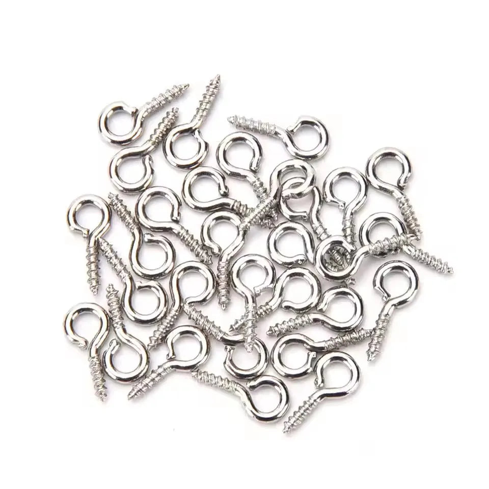 100pcs 8/10mm Small Sheep Eyes Nail Screw Tiny Mini Eye Pins Hooks Eyelets for Bead Charms Pendant DIY Jewelry Necklace Findings