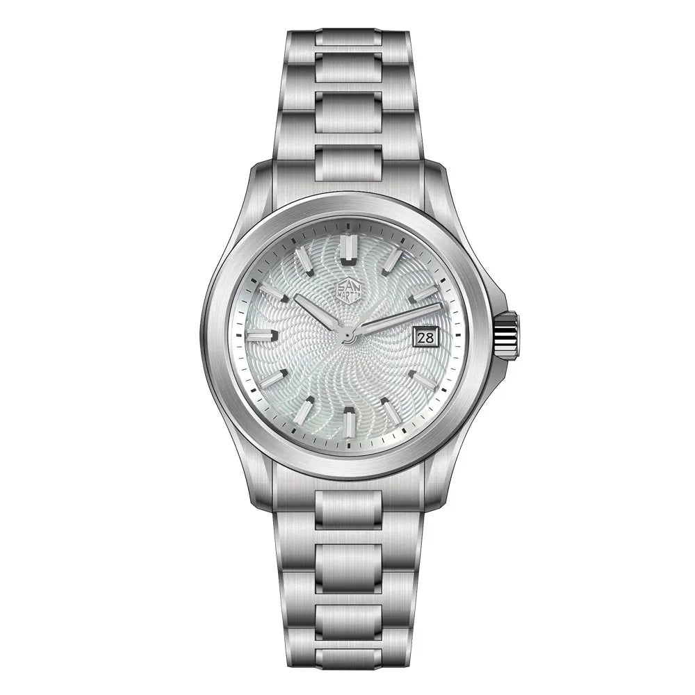 San Martin New SN0150 39mm Guilloche MOP Dial Gada Watch Miyota 9015 Luxury Automatic Mechanical Watches 10 ATM Reloj Watch Men
