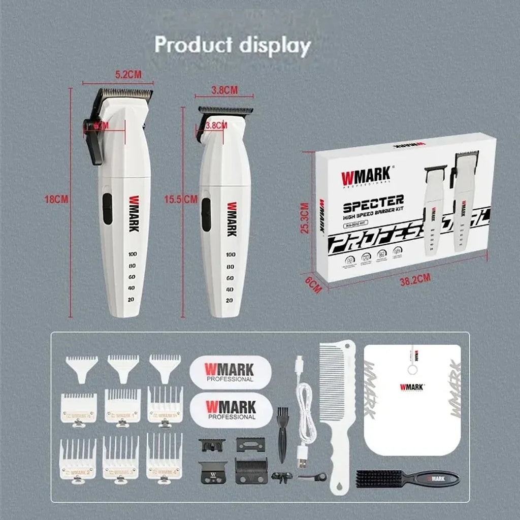 WMARK NG-8632 Professional Electric Hair Clipper 9000RPM DLC Blade Hair Trimmer with Spare Blades 10000RPM Shaver Barber Kit