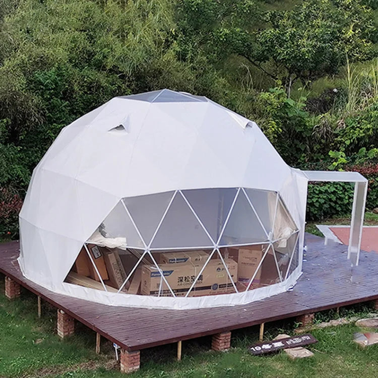 Source Factory Transparent Geodesic Luxury Dome Hotel Tents Resort  Glamping Dome Half Domos Pvc Geodesic Dome for Camping Tents