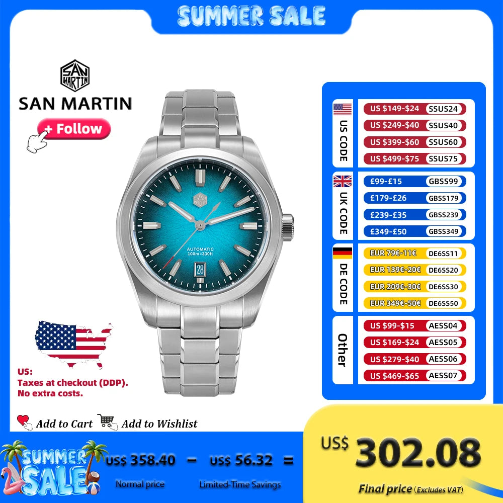 San Martin New 36mm Men Watch Miyota 9015 Chinese Original Design JianZhan Gada Mechanical Watches Waterproof Luminous SN0144