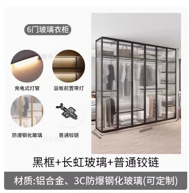 Living Room Bedroom Closet Storage Clothes Cupboard System Wardrobe Display Modern Minimalist Guarda Roupa Trendy Furniture