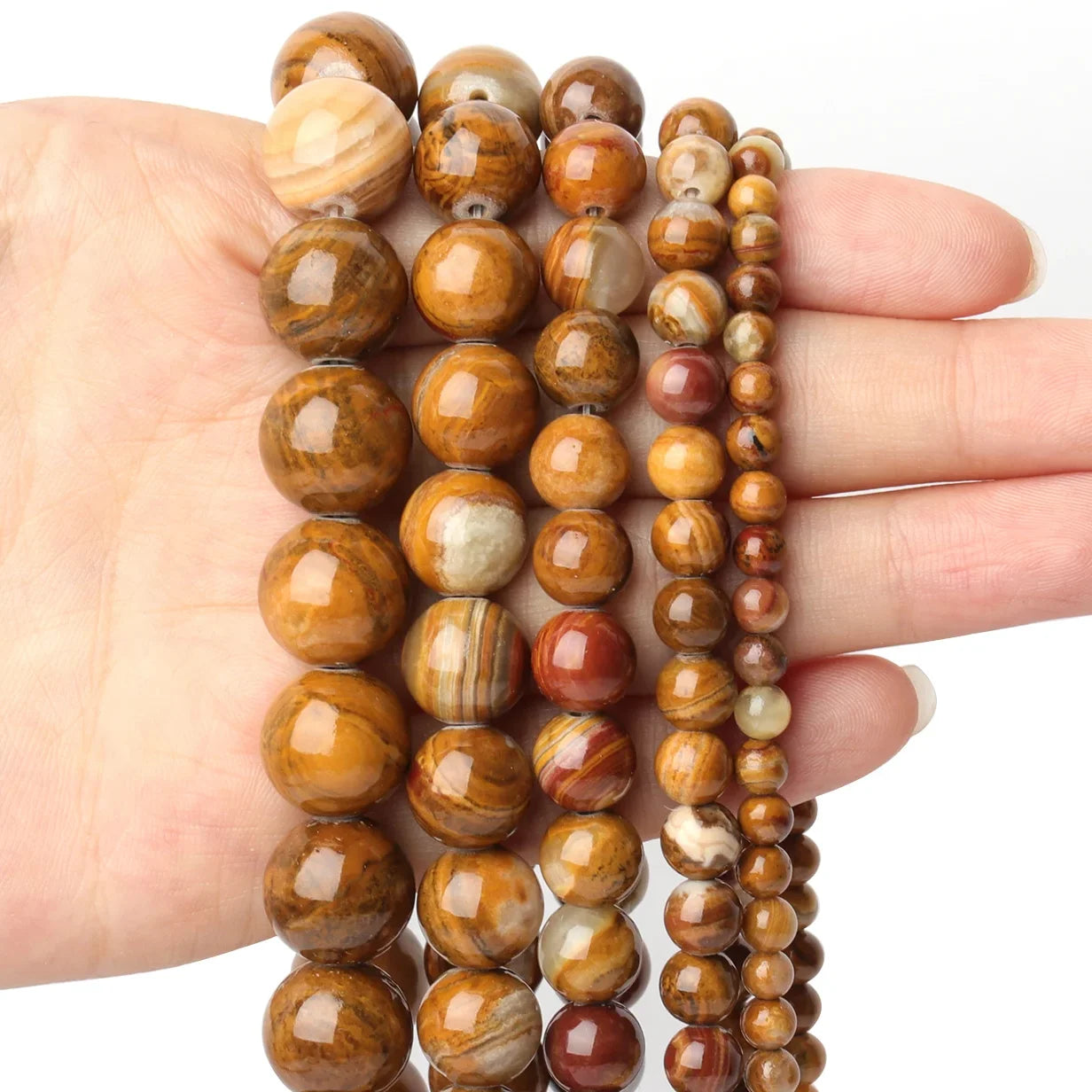 Natural Stone Round Flame Stone Beads Yooperlite Fire Sodalite Loose Spacer Beads for Jewelry Making DIY Bracelets Necklace 15''