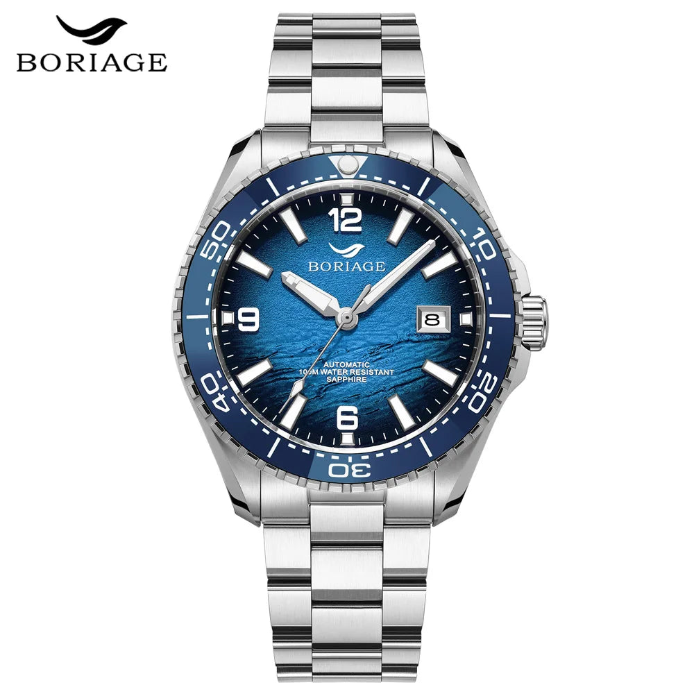 BORIAGE NH35 Automatic Mechanical Watches Luxury Men's Watch Stainless Steel 100m Water Resistance  Luminous Wristwatch