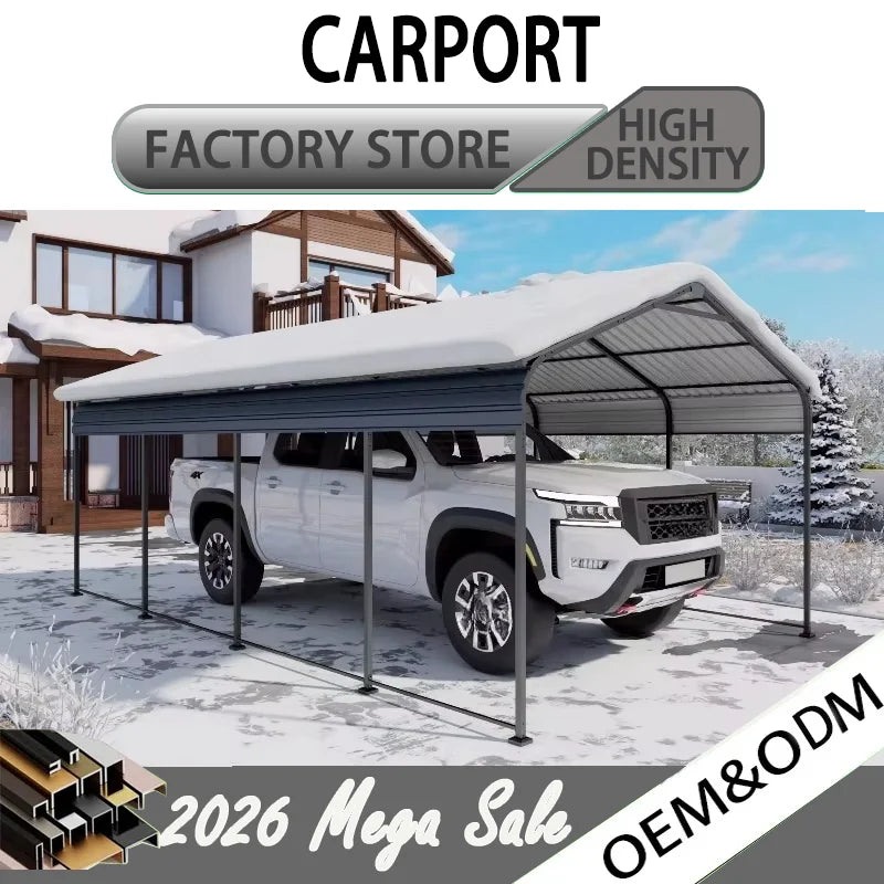 12x20 ft Aluminum Alloy Carport Outdoor Garage Awning With A Heavier Metal Frame Suitable For Cars And Large Aarages