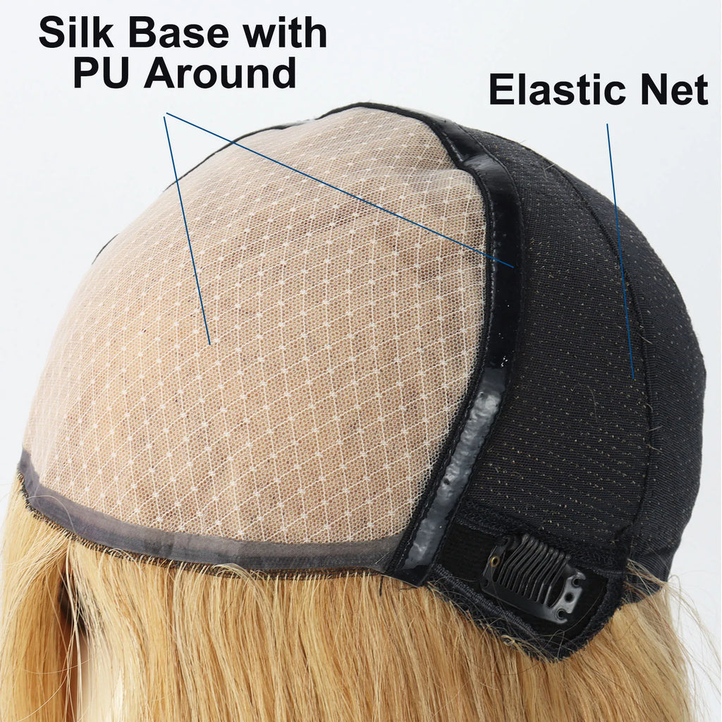 Silk Top Wig with PU Around #27 Honey Blonde Hair Real Remy Human Hair Wig for Women 6x6 Silk Base Wig With Clips in Elastic Net