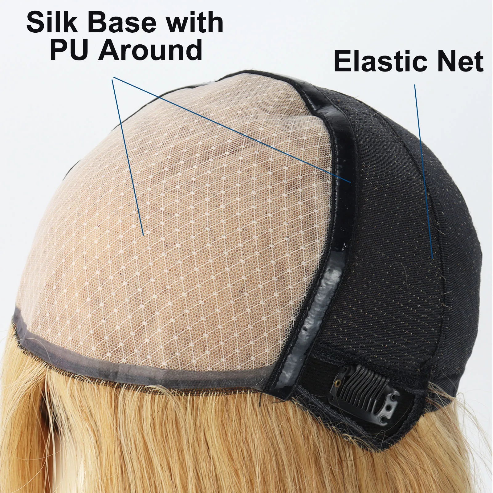Silk Top Wig with PU Around #27 Honey Blonde Hair Real Remy Human Hair Wig for Women 6x6 Silk Base Wig With Clips in Elastic Net