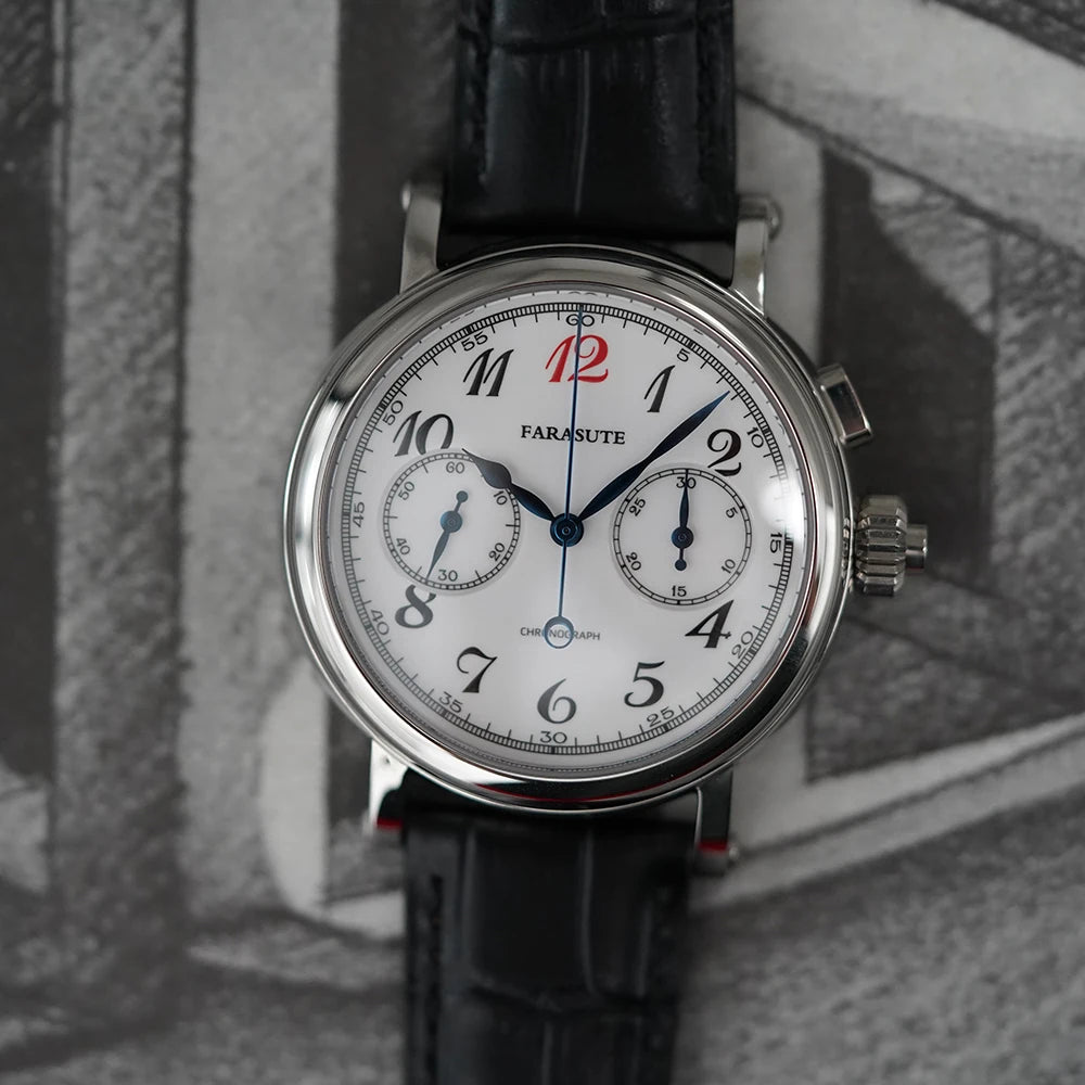 FARASUTE Retro Chronograph Manual Mechanical Wristwatch Men Seagull ST19 Movement Stainless Steel Sapphire Crystal Watches Male
