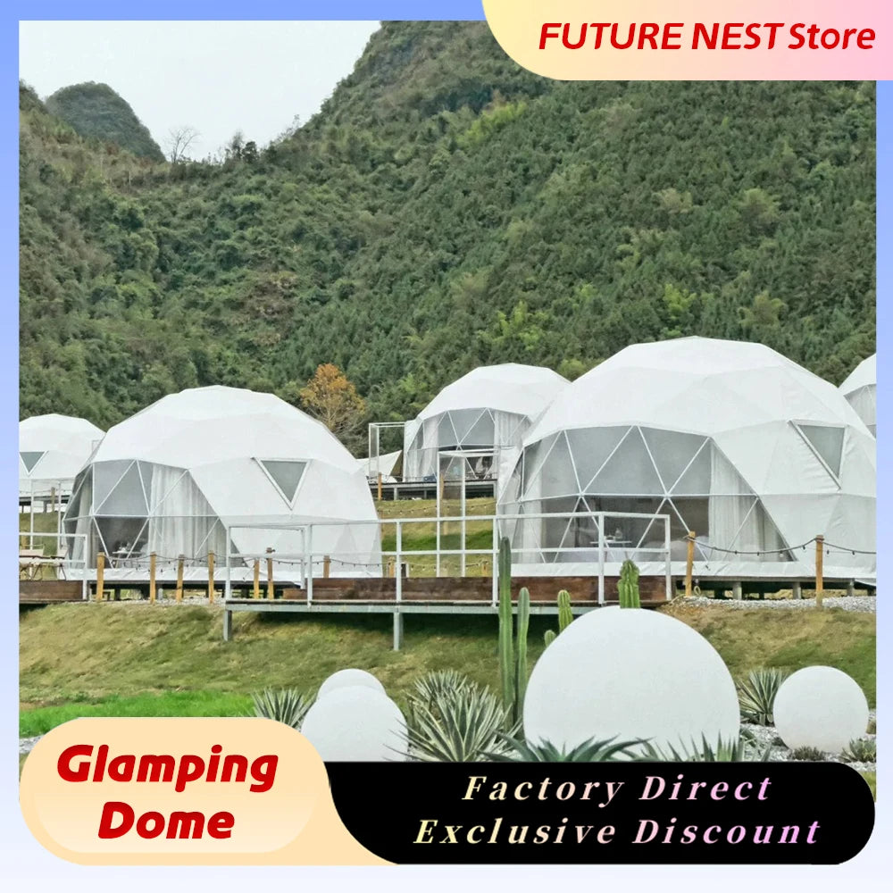 Luxury Geodesic Dome Tent for Glamping Outdoor Waterproof Insulated Camping Pod Hotel Bubble House with Clear Window