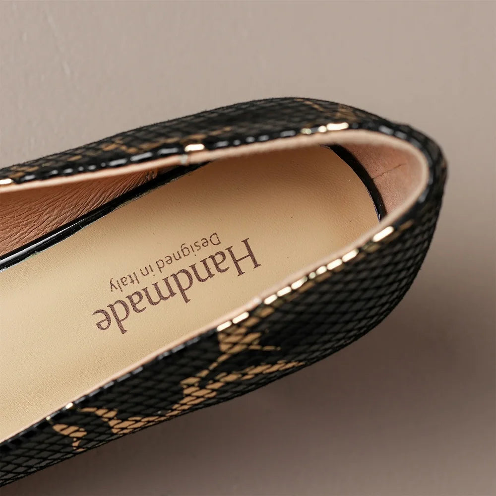 【JOCHEBED HU】Luxury Brand Shoe Genuine Leather for Women  High Heel Ladies Casual Spring Autumn Party Chunky Shoes Ladies34-42