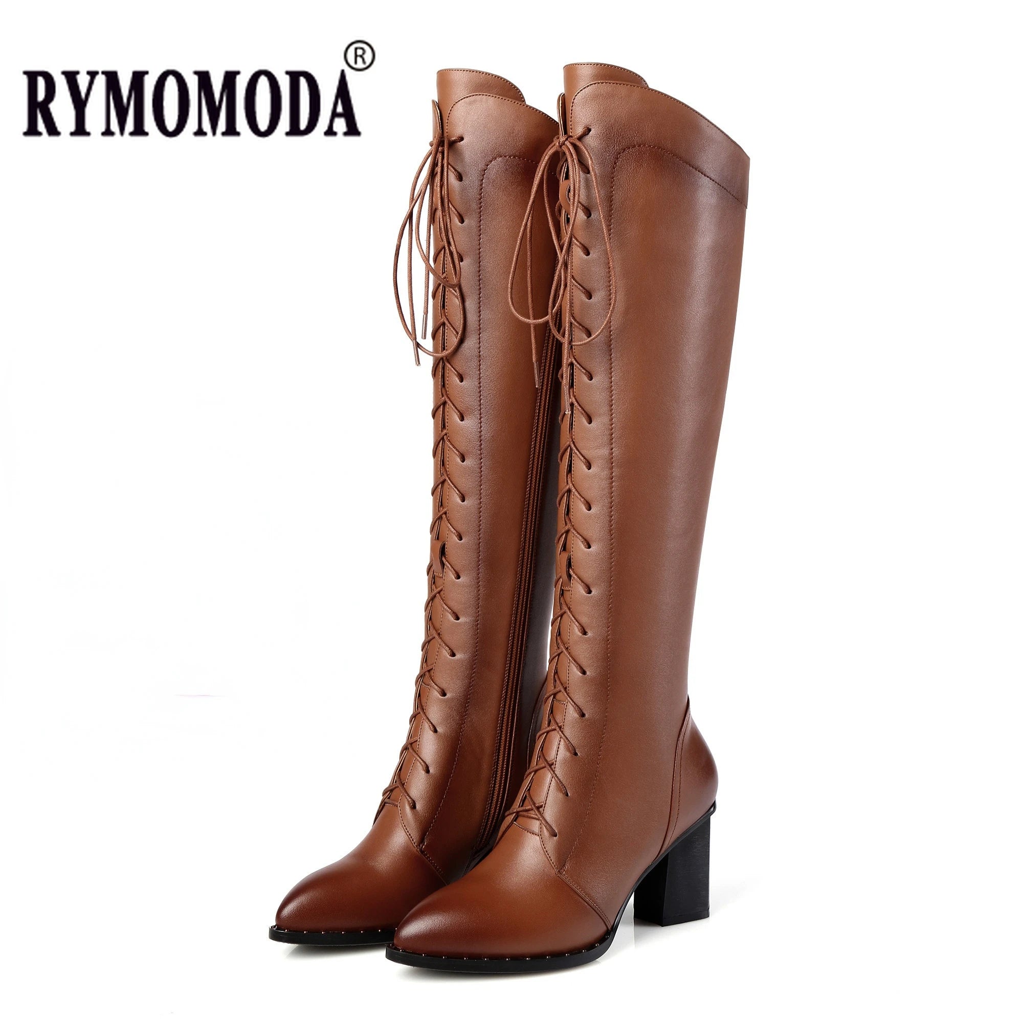 Women Knee High Boots 2026 Luxury Cow Genuine Leather Brown Black High Heels Long Boot Designer Female Winter Shoes Big Size 42