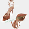 Metal Ring Peep Toe Women Sandals White Elegant Stiletto High Heels Summer Shoes Ladies All Match Party Casual Trending Sandals