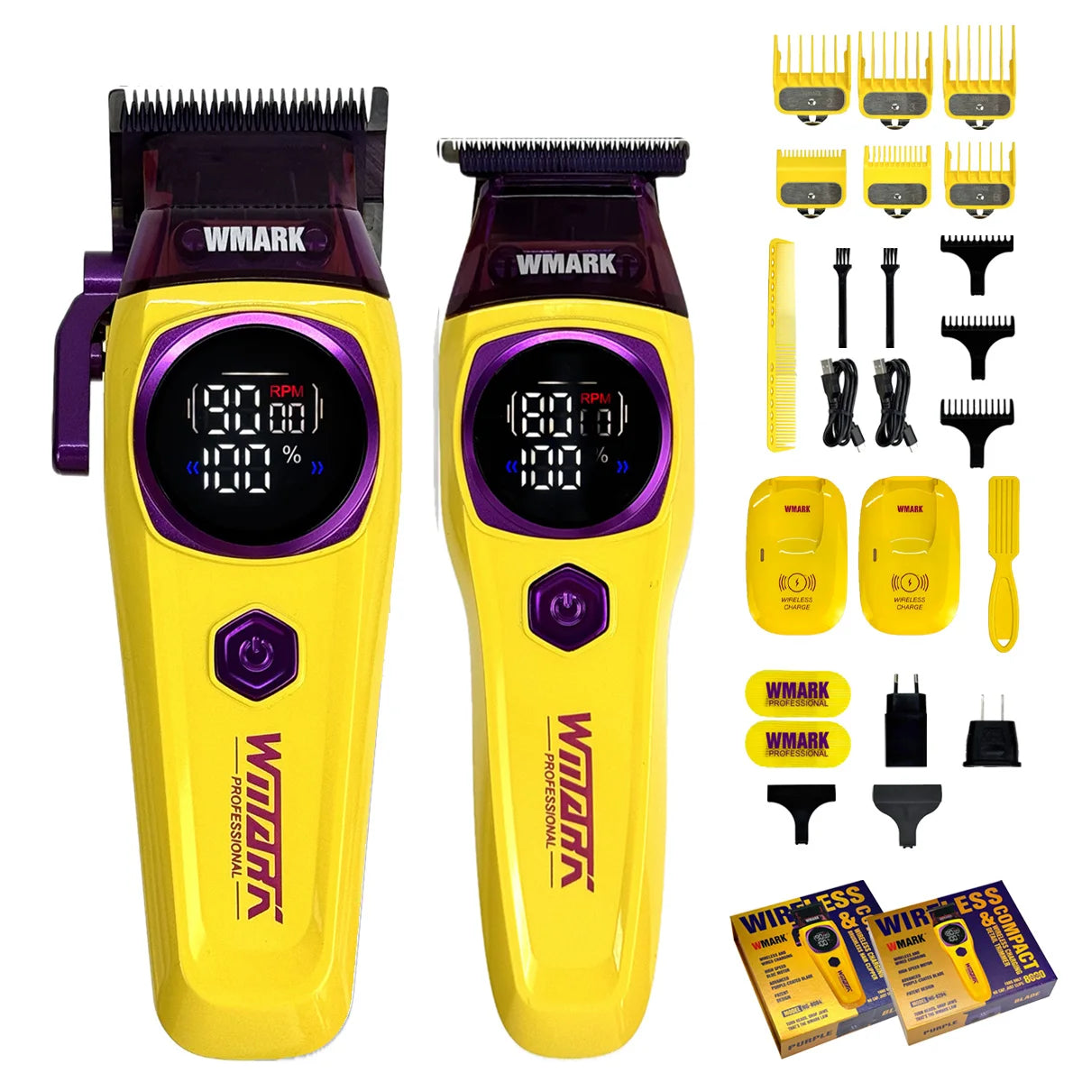 WMARK NG-8632 Professional Electric Hair Clipper 9000RPM DLC Blade Hair Trimmer with Spare Blades 10000RPM Shaver Barber Kit