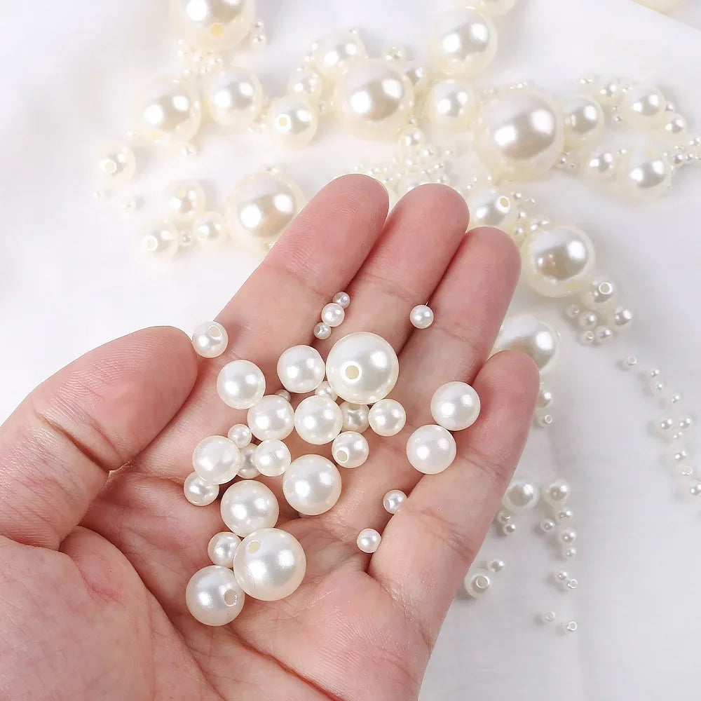 500pcs 3 4 6 8 10 mm Imitation Pearl Beads With Hole Beading Accessories Acrylic Necklace Bracelet Spacer Beads Jewelry Making