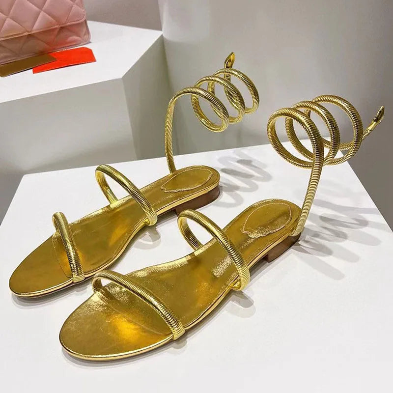 Summer High Heels Sandals For Women Ankle Snake Twine Around Runway Party Shoes Woman Stiletto Gladiator Sandals Woman