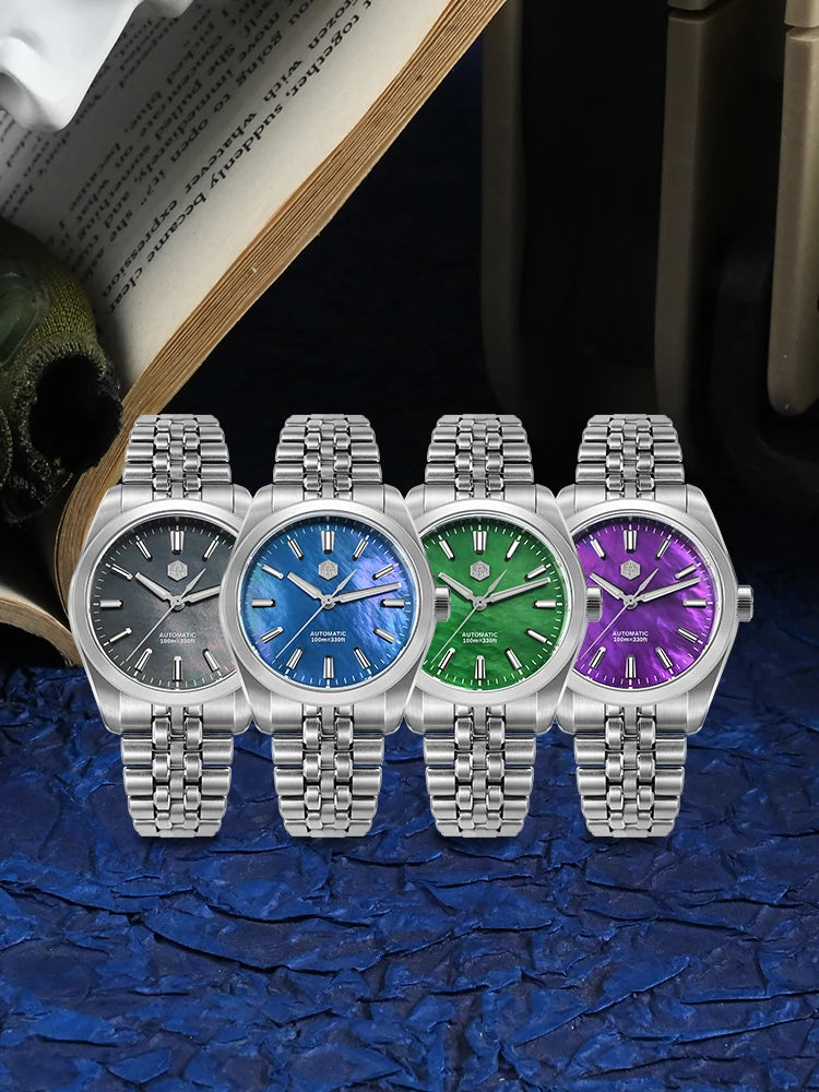 San Martin 39mm Miyota 90S5 MOP Dial Men GADA Wristwatch Automatic Watches Mechanical BGW-X1 10Bar Luminous SN0144GX-4/7