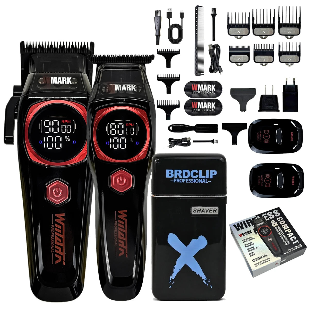 WMARK NG-8632 Professional Electric Hair Clipper 9000RPM DLC Blade Hair Trimmer with Spare Blades 10000RPM Shaver Barber Kit