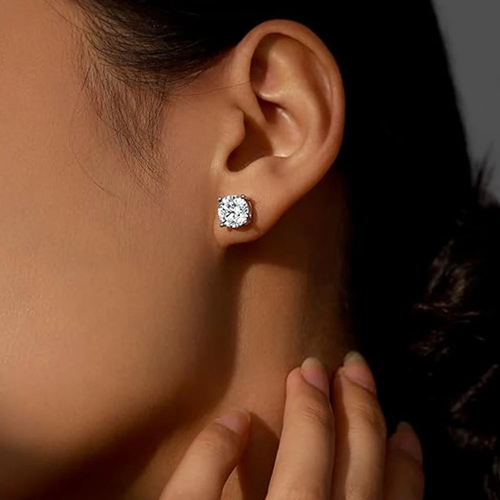KNOBSPIN 2.0ct Moissanite Earrings for Women Lab Grown Diamond Ear Studs 925 Sterling Silver Fine Jewelry Gift