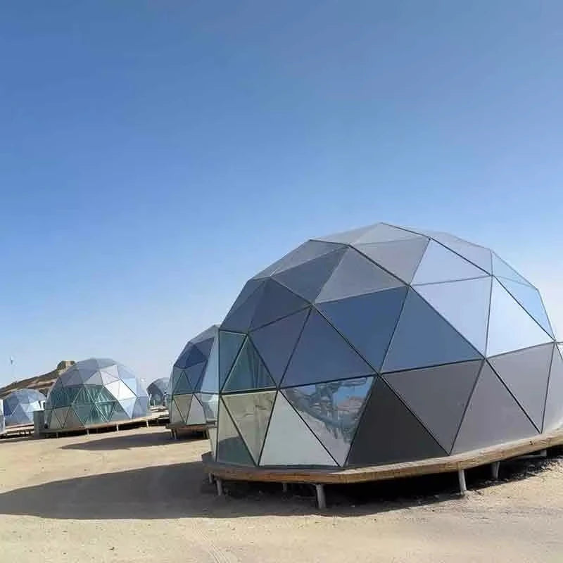 Glass Dome Hotel Tent Hexagonal Tempered Glass House Igloo Geodesic luminum Frame Outdoor Luxury Resort Round Camping