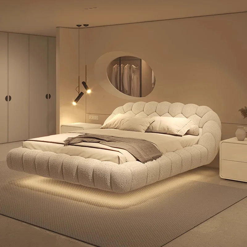 Lambswool Floating Bed Aesthetics Princess Wedding High End Quality Bed Modern Apartment Confortable Muebles Bedroom Furniture