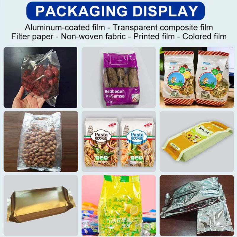 Fully Automatic Corner Bag Snack Granule Packing Stainless Steel Plastic Pouch Film Weighing Pneumatic Filling Packaging Machine