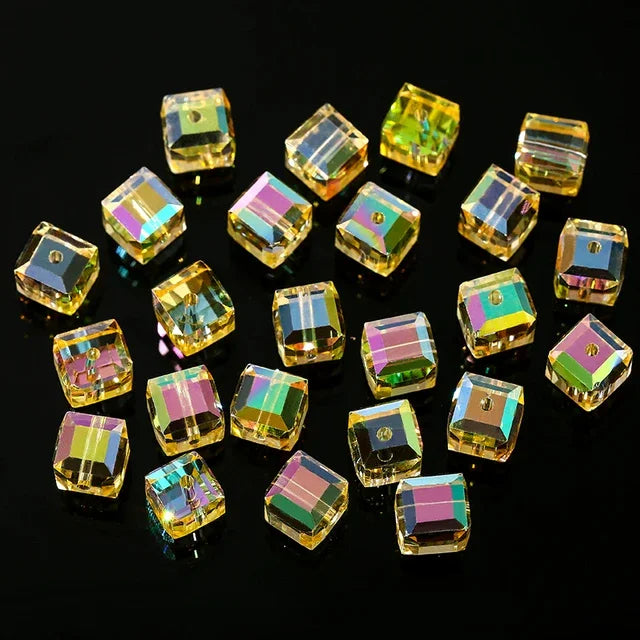 50/100PCS 4/6/8mm Crystal Beads AB Colorful Cube Austria Beads for Jewelry Making Glass Beads DIY Bracelet Earrings Necklace