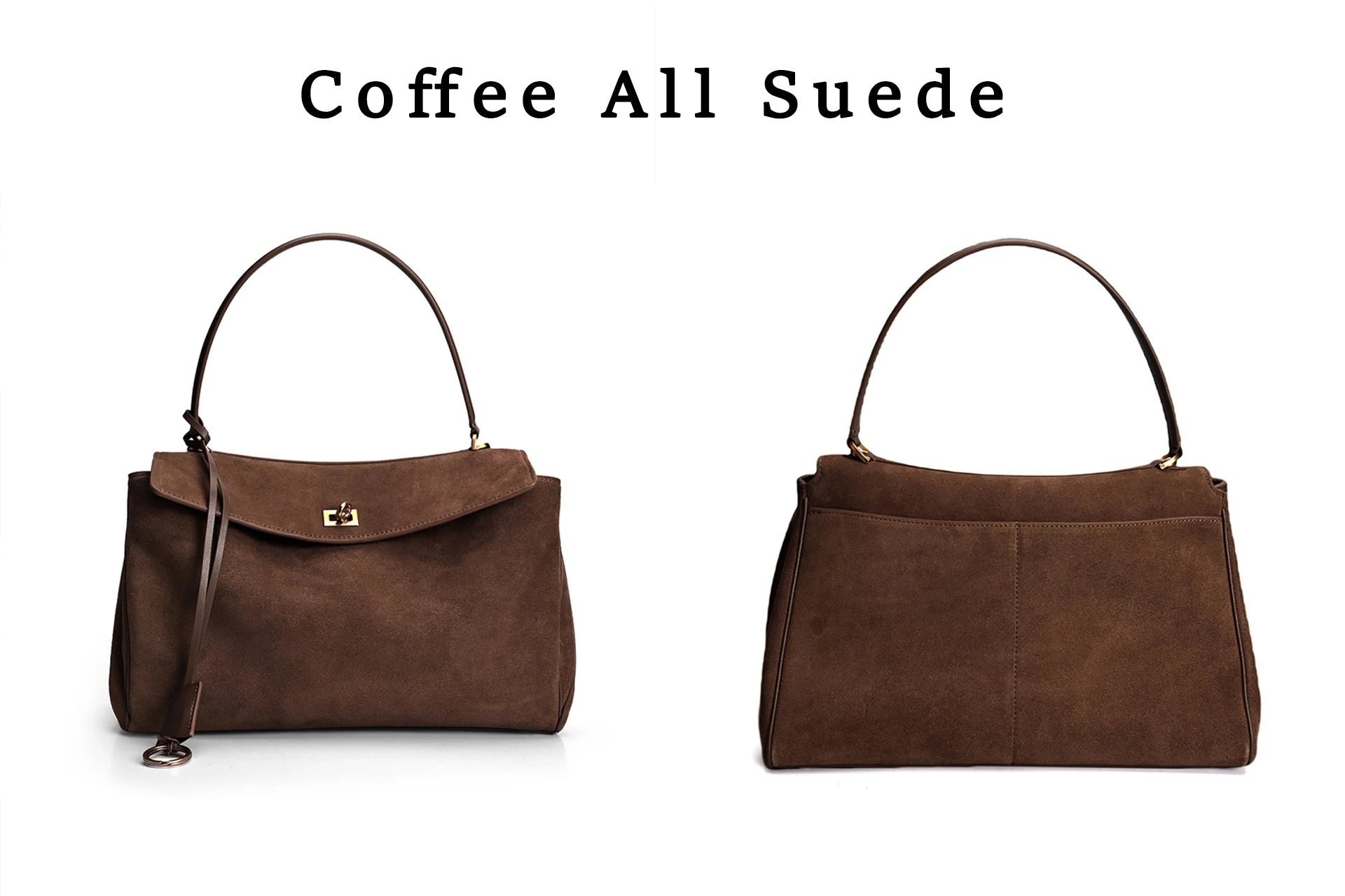 Winter Luxury Brand Women Bags Genuine Leather Brown Suede Women Totes Gold Buckle Women Shoulder Bags Fashion Women Handbags