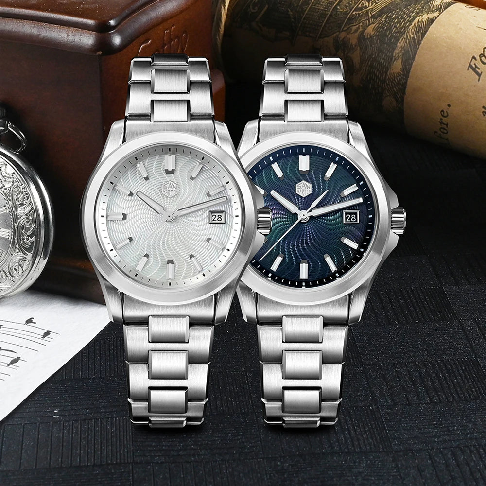 San Martin 39mm Watch Luxury Dress Miyota 9015 Automatic Mechanical Watches SN0150 for Men With Mop Guilloche 100m Waterproof