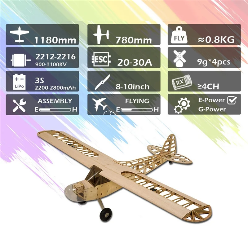 CHFL Wood RC Airplane 1.2M 30E 4CH Remote Control Aircraft KIT/PNP Version DIY Flying Model