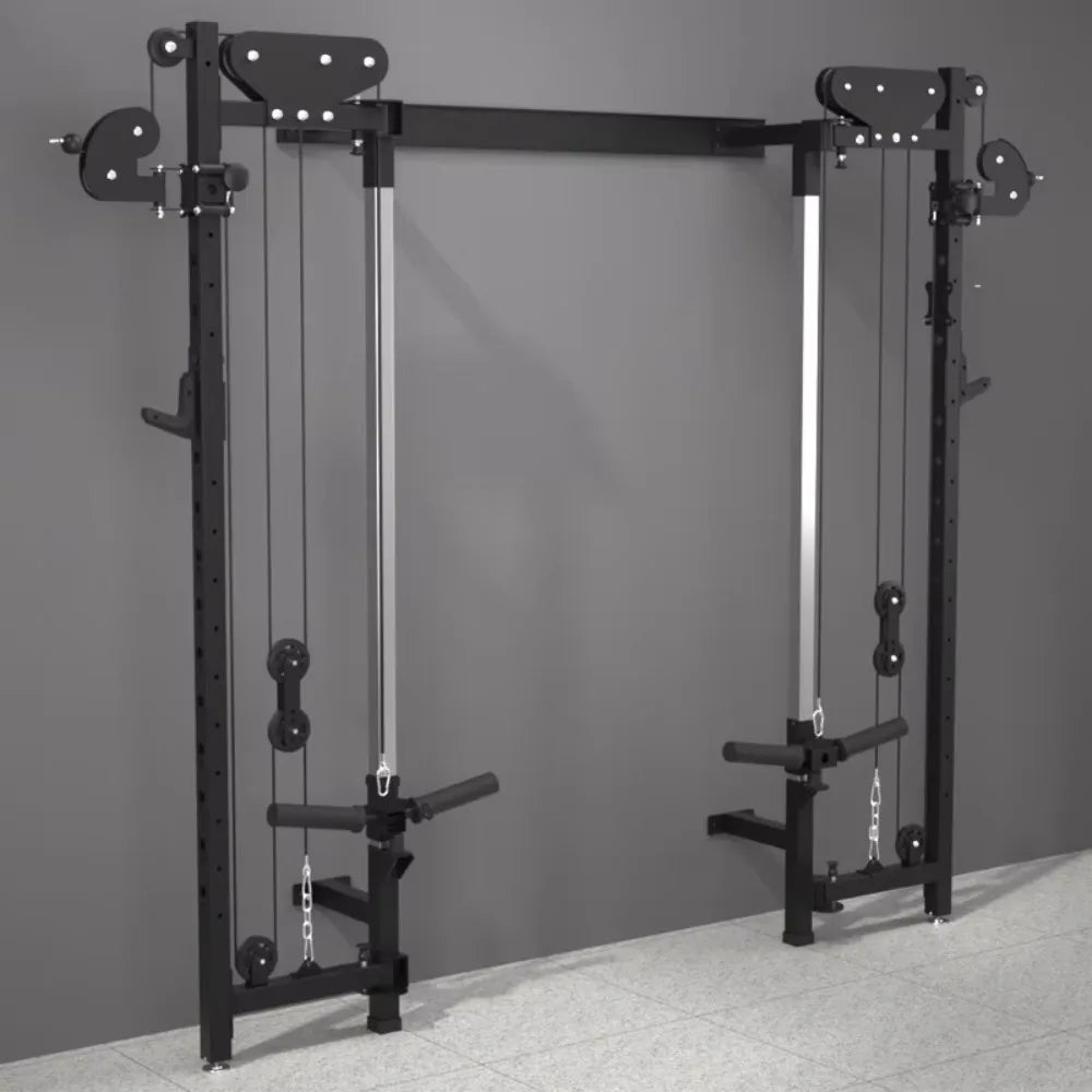 Foldable Squat Rack Wall Mount Multi-Function Trainer Bench Press LAT Pulldown Home Gym Strength Workout Fitness Equipment