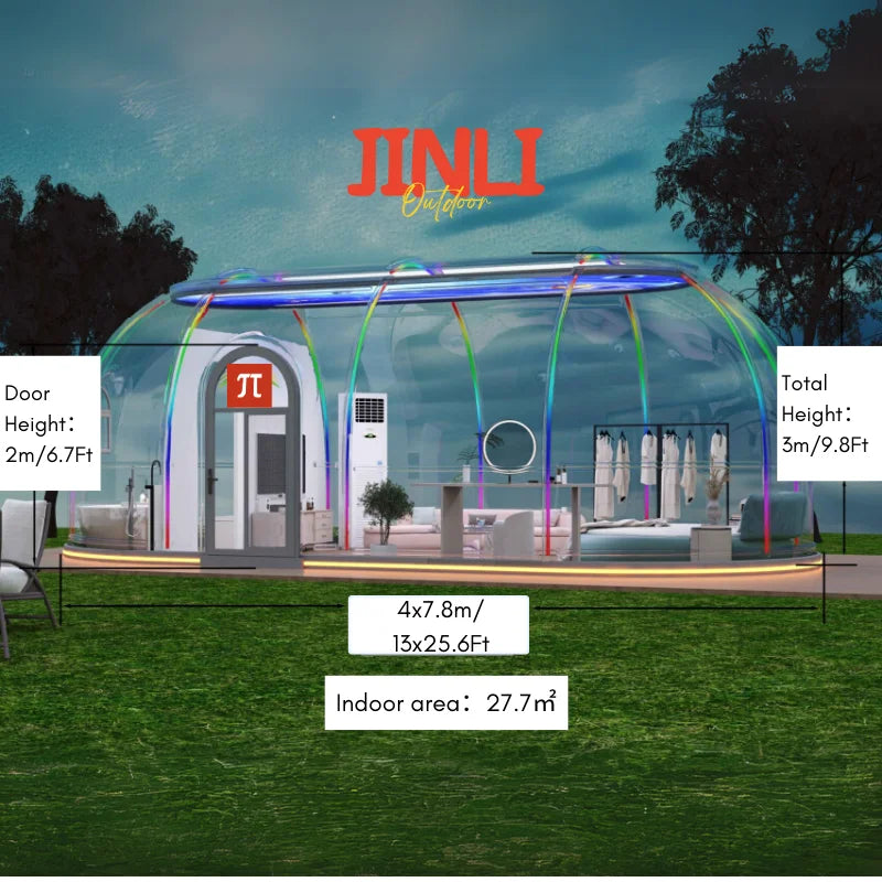 7.8-Meter Transparent Starry PC Dome Tent Geodesic Igloo Round Clear House Catering Cabin Hotel Resort Luxury Celebrating Events