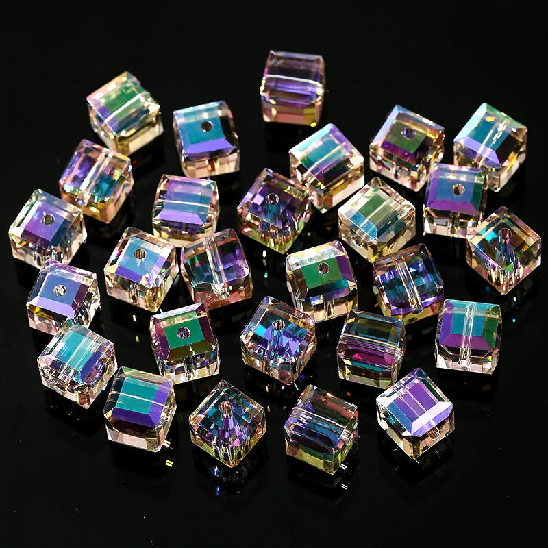 50/100PCS 4/6/8mm Crystal Beads AB Colorful Cube Austria Beads for Jewelry Making Glass Beads DIY Bracelet Earrings Necklace