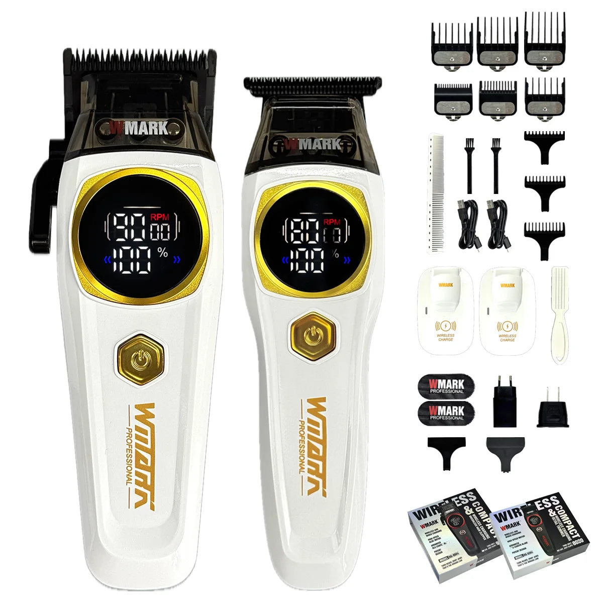 WMARK NG-8632 Professional Electric Hair Clipper 9000RPM DLC Blade Hair Trimmer with Spare Blades 10000RPM Shaver Barber Kit