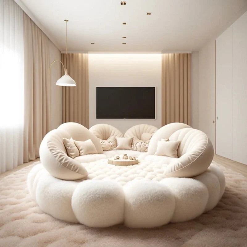 Round Aesthetics Soft Bed Frame European Full Master Bedroom Hotel Create Bed King Size Fashionable Modern Cama Casal Furniture