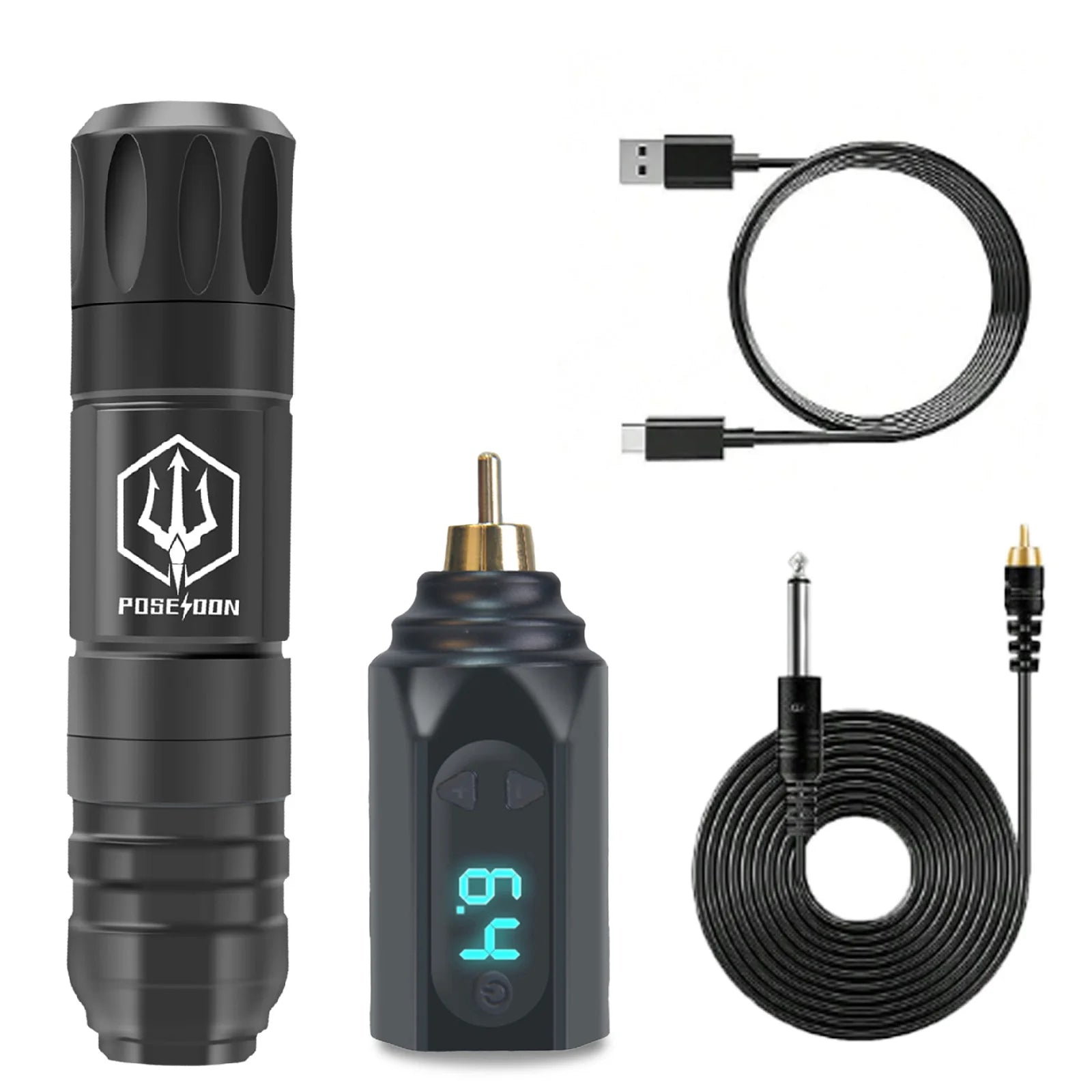 POSEIDON Tattoo Gun Kit Tattoo Supplies Makeup Complete Tattoo Pen Kit Professional Tattoo Kit Wireless Power Tattoo Machine Kit