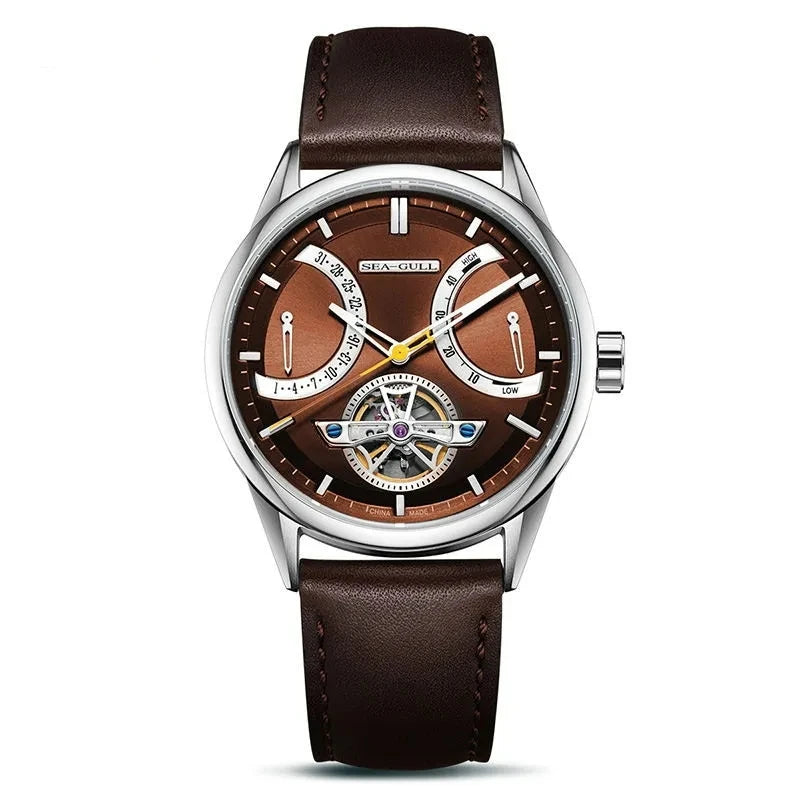 2023 NEW Seagull Automatic Mechanical Watch Men's Calendar Week Flywheel Men Wristwatch 50m Waterproof Business Watches 6128