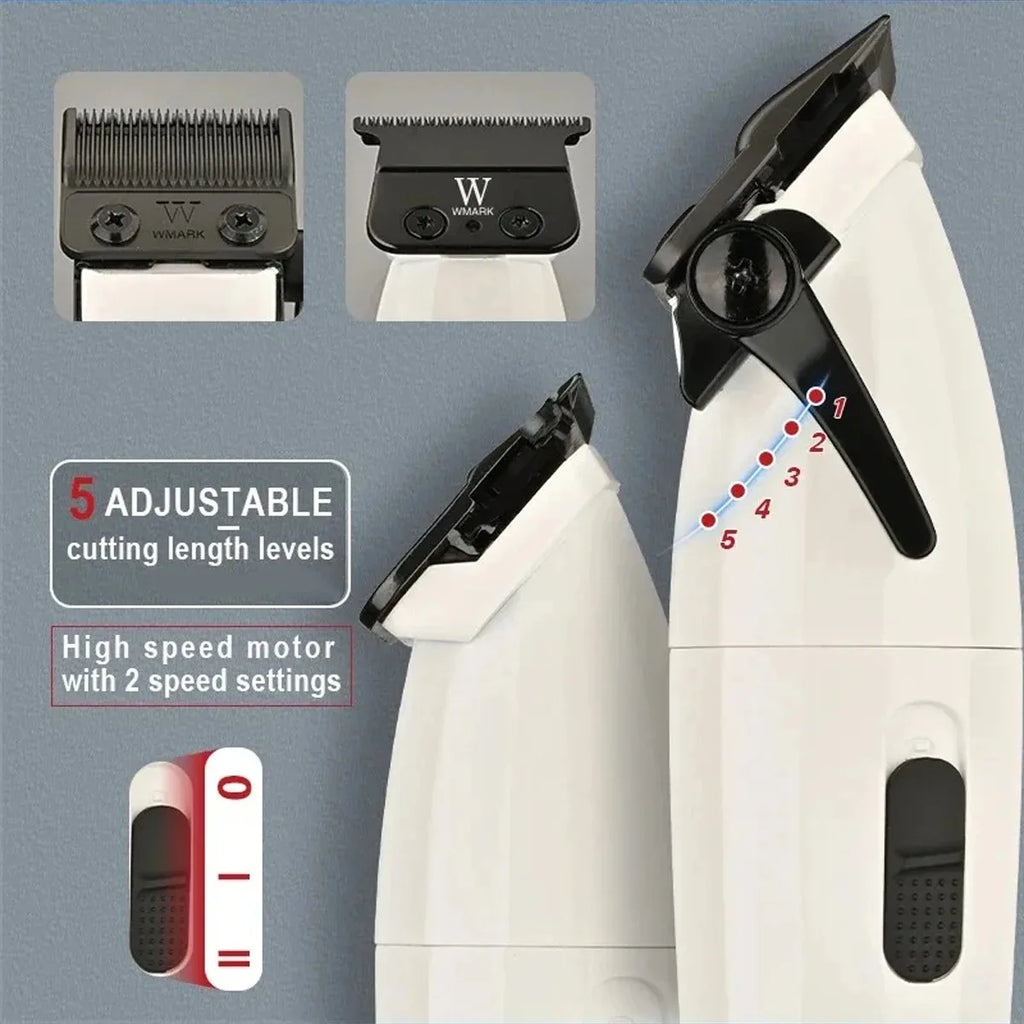WMARK NG-8632 Professional Electric Hair Clipper 9000RPM DLC Blade Hair Trimmer with Spare Blades 10000RPM Shaver Barber Kit