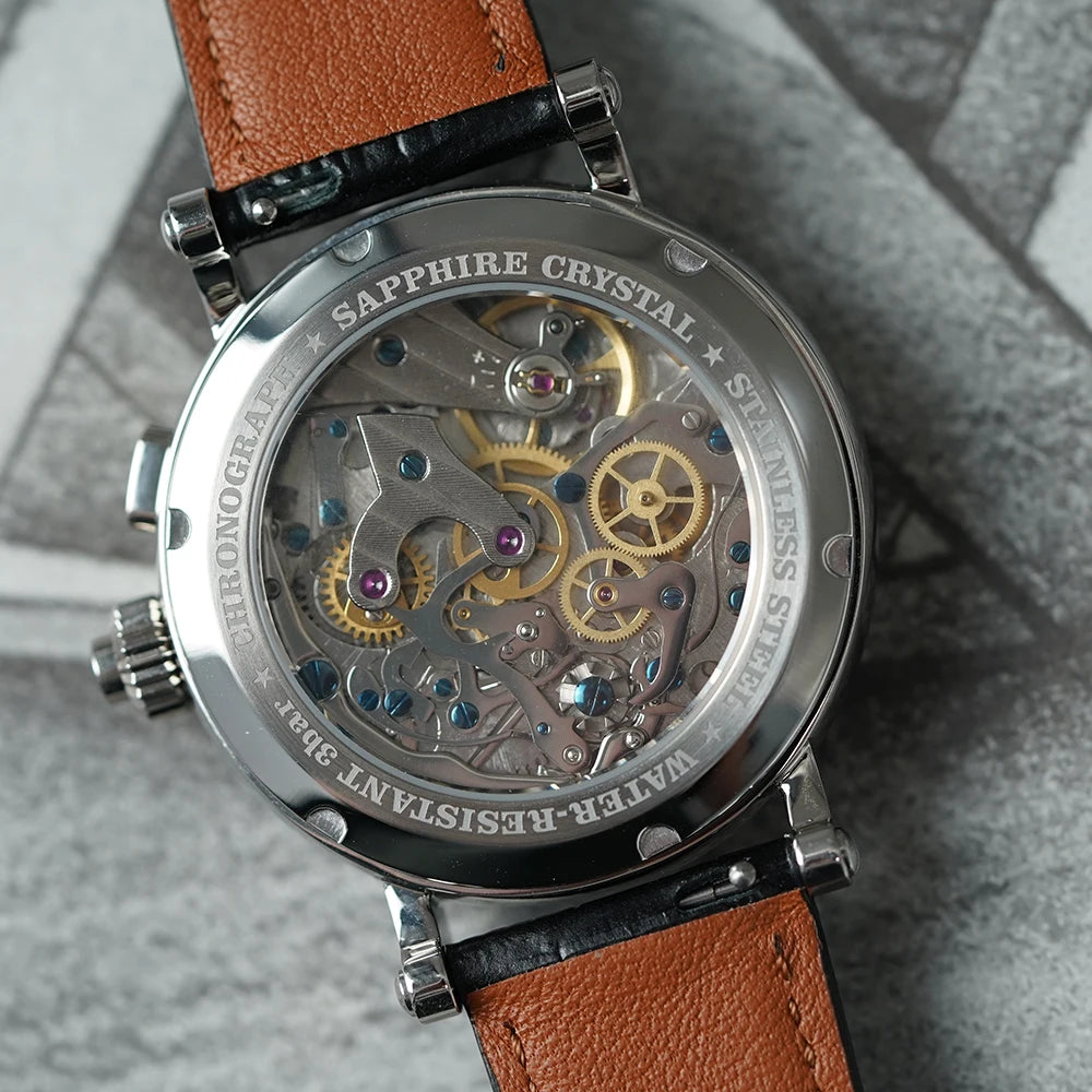 FARASUTE Retro Chronograph Manual Mechanical Wristwatch Men Seagull ST19 Movement Stainless Steel Sapphire Crystal Watches Male
