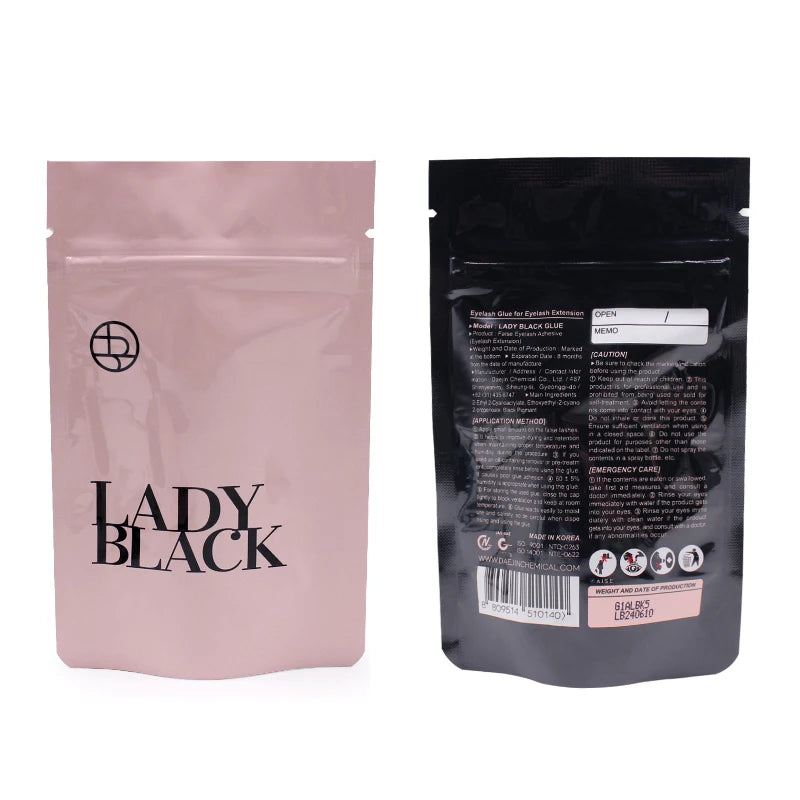 5 Bottles Original Lady Black Glue for Eyelash Extensions with Original Bag Low Irritation 5ml Korea False Lash Glue Makeup Tool