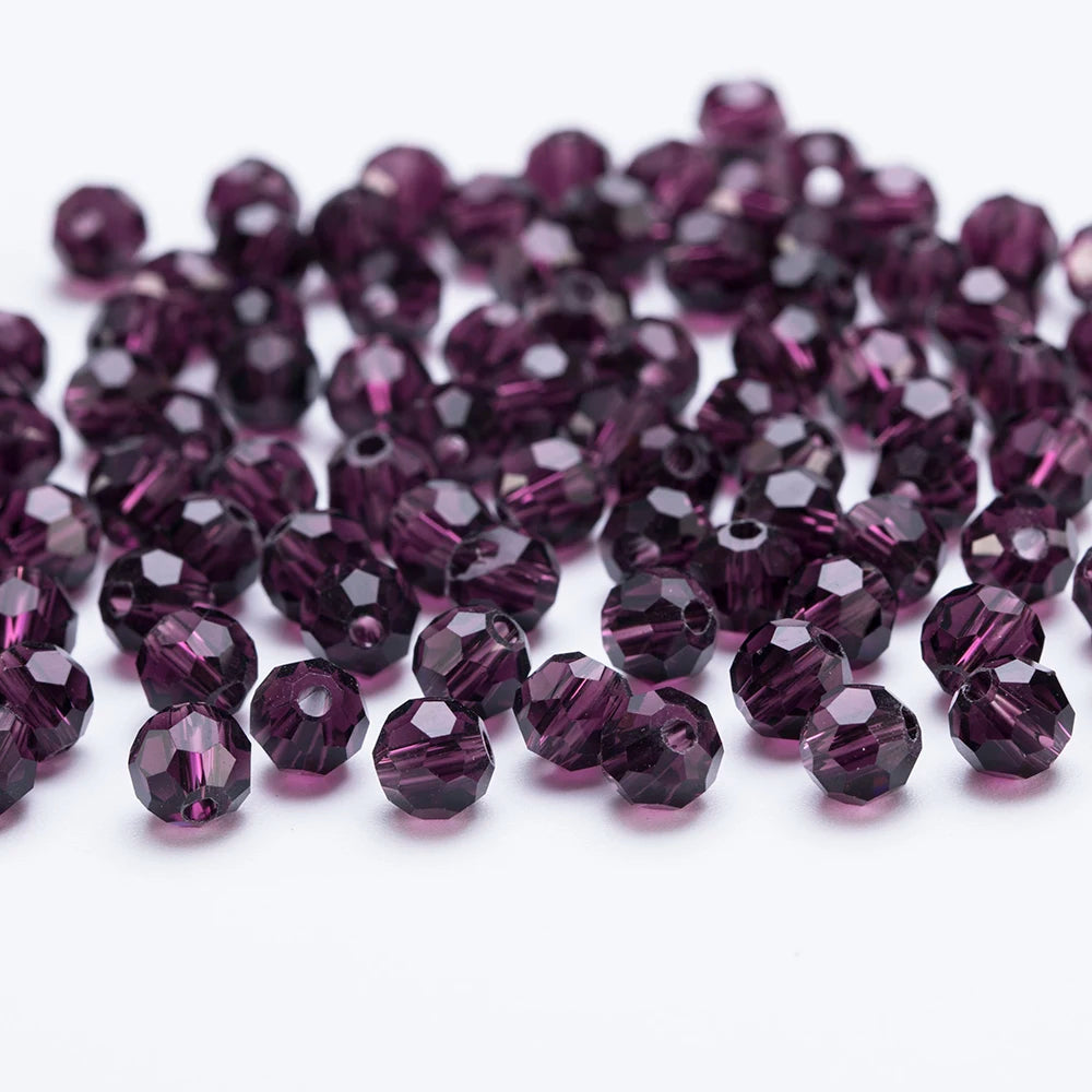 3 4 6 8mm Round Crystal Beads Faceted Transparent Glass Beads Loose Spacer Beads for Jewerly Making Needlework Bracelet Necklace
