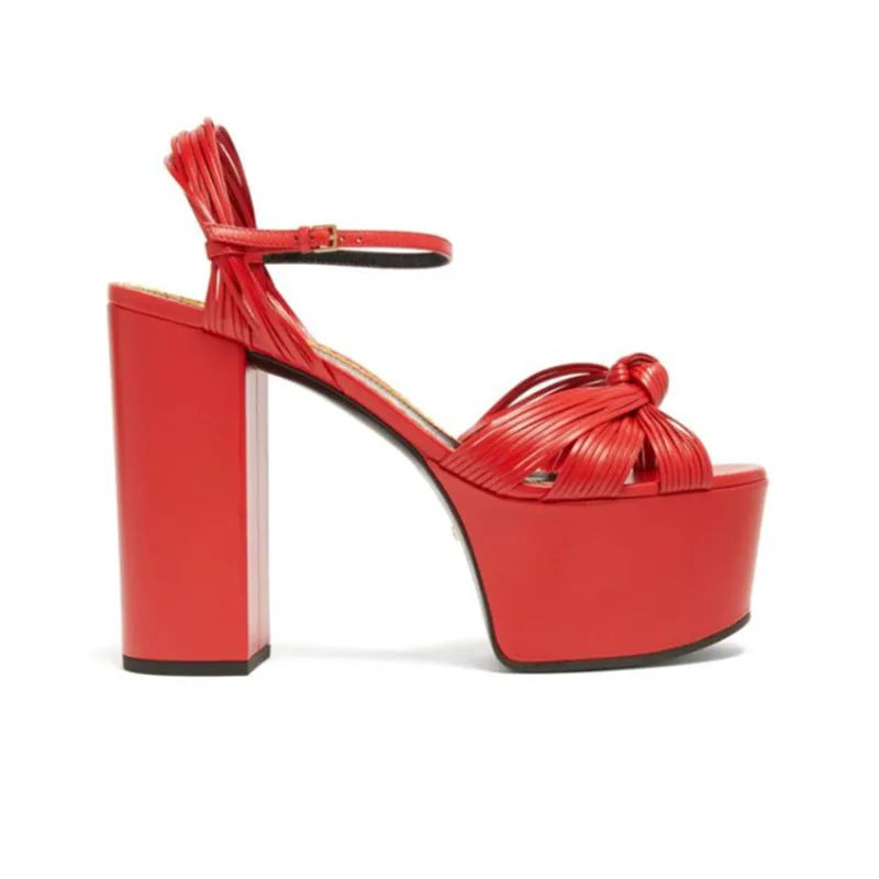 Brand Walk Show Women's Size 34-43 Sandals Summer Dress Party Wedding Bride Shoes Sexy 12cm Heel Platform Bow Love High Heels