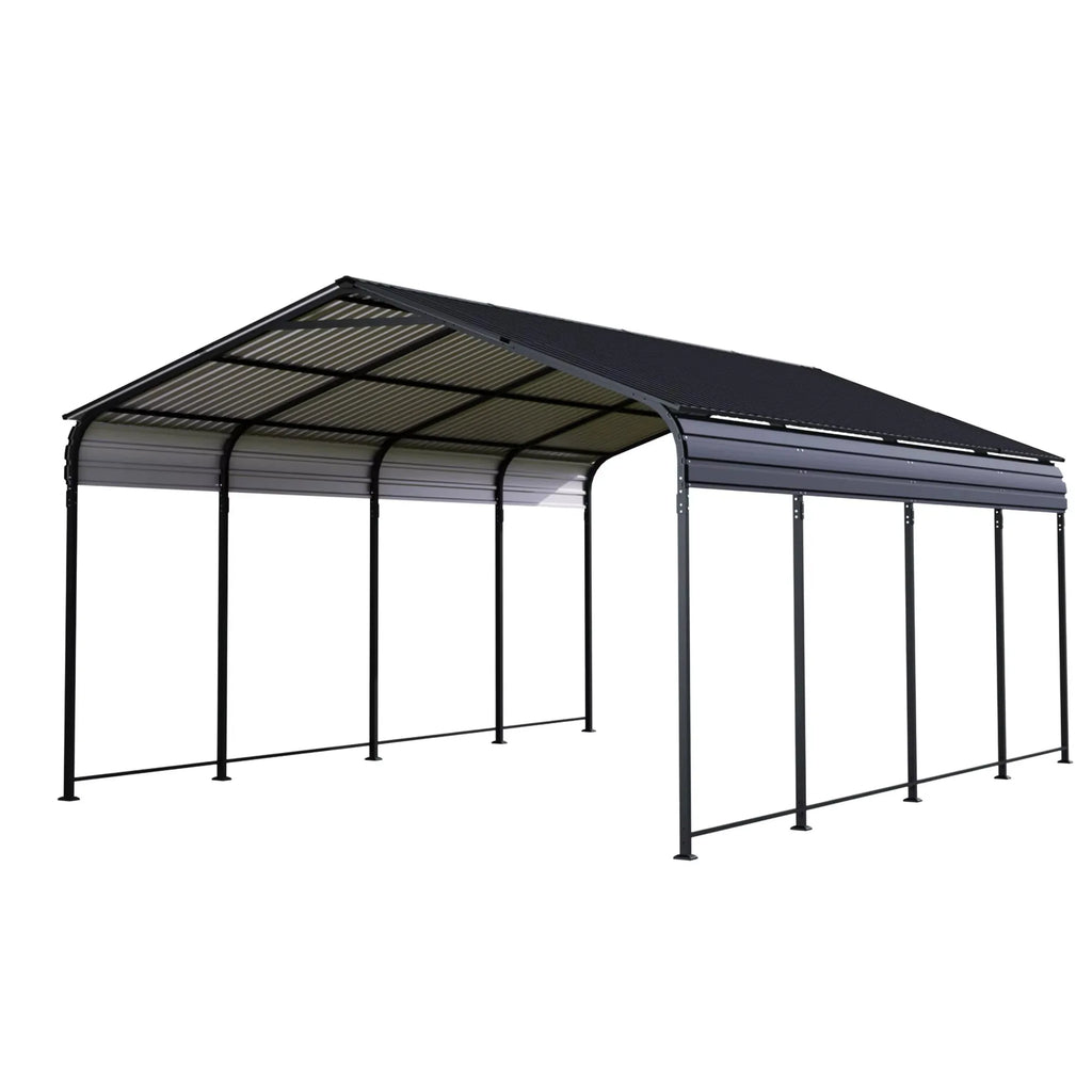 12x20 ft Aluminum Alloy Carport Outdoor Garage Awning With A Heavier Metal Frame Suitable For Cars And Large Aarages