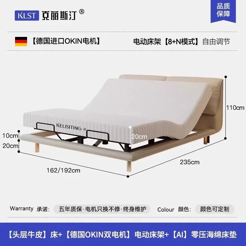 Ergonomic Luxury Modern Double Bed Lift Up Electric Adults Smart Double Bed Queen Mattress Safe Salon Muebles Unique Furniture