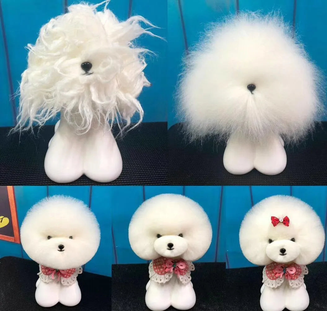 10Pcs Teddy Bear Head Wig And 1pc Free Head Dog Model Mannequin Display For Pet Goomers Trimming Practice Cheaper Dummy Dog Kit