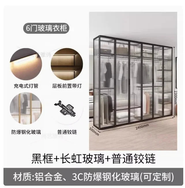 Living Room Bedroom Closet Storage Clothes Cupboard System Wardrobe Display Modern Minimalist Guarda Roupa Trendy Furniture
