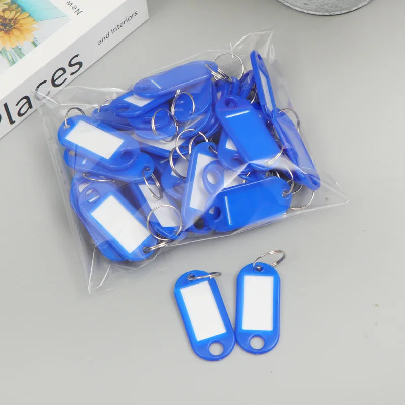 10-50pcs/lot Tough Plastic Key Tags with Split Ring Label Window for DIY Key Chain Kit Numbered Name Baggage Luggage Tags